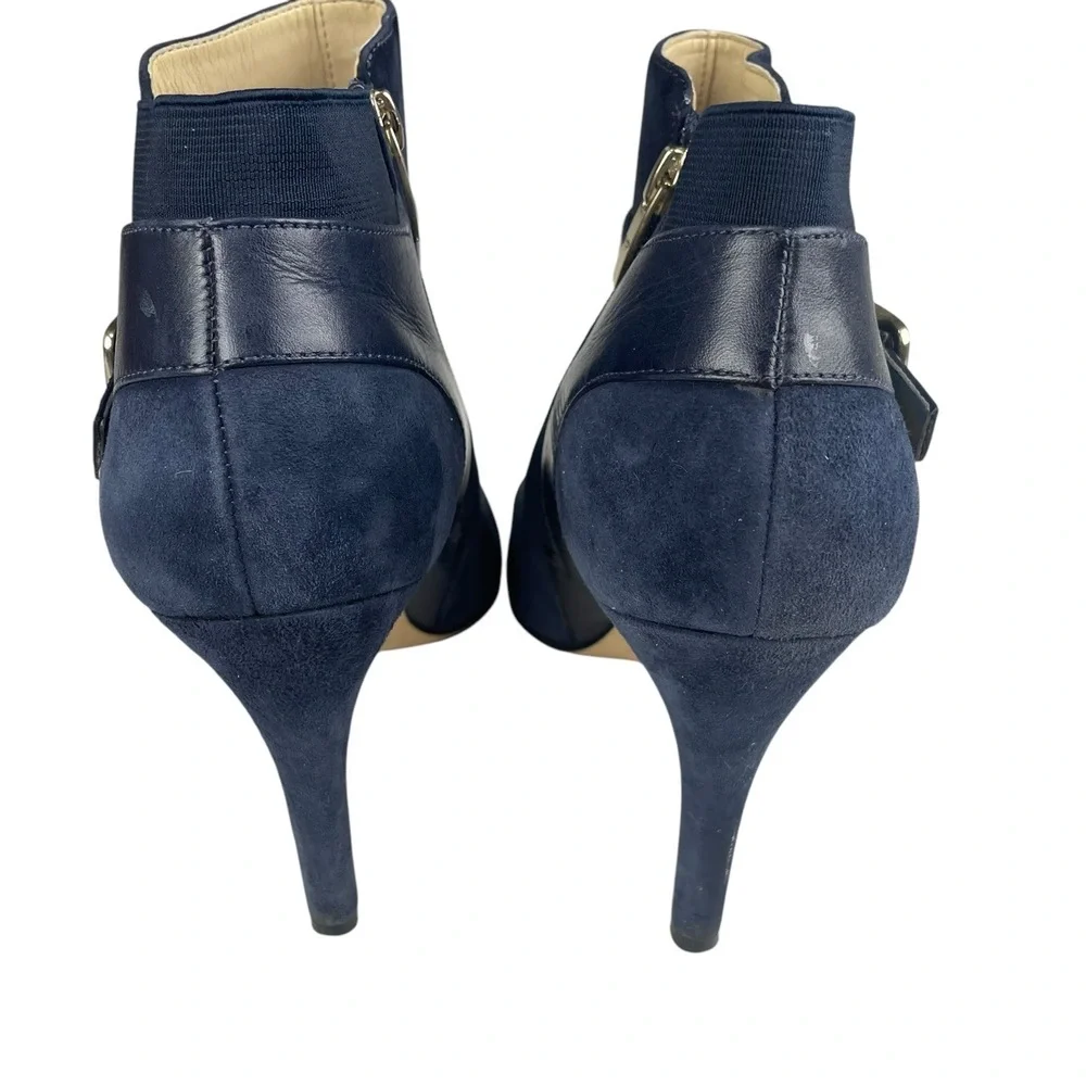 Marc Fisher Blue Suede Peep Toe High‎ Heel Ankle Boots 9M